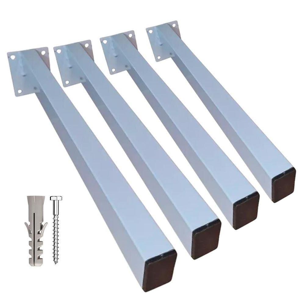 4 Suporte Pia Parafusar Grapa Bancada Granito 30Cm Branca