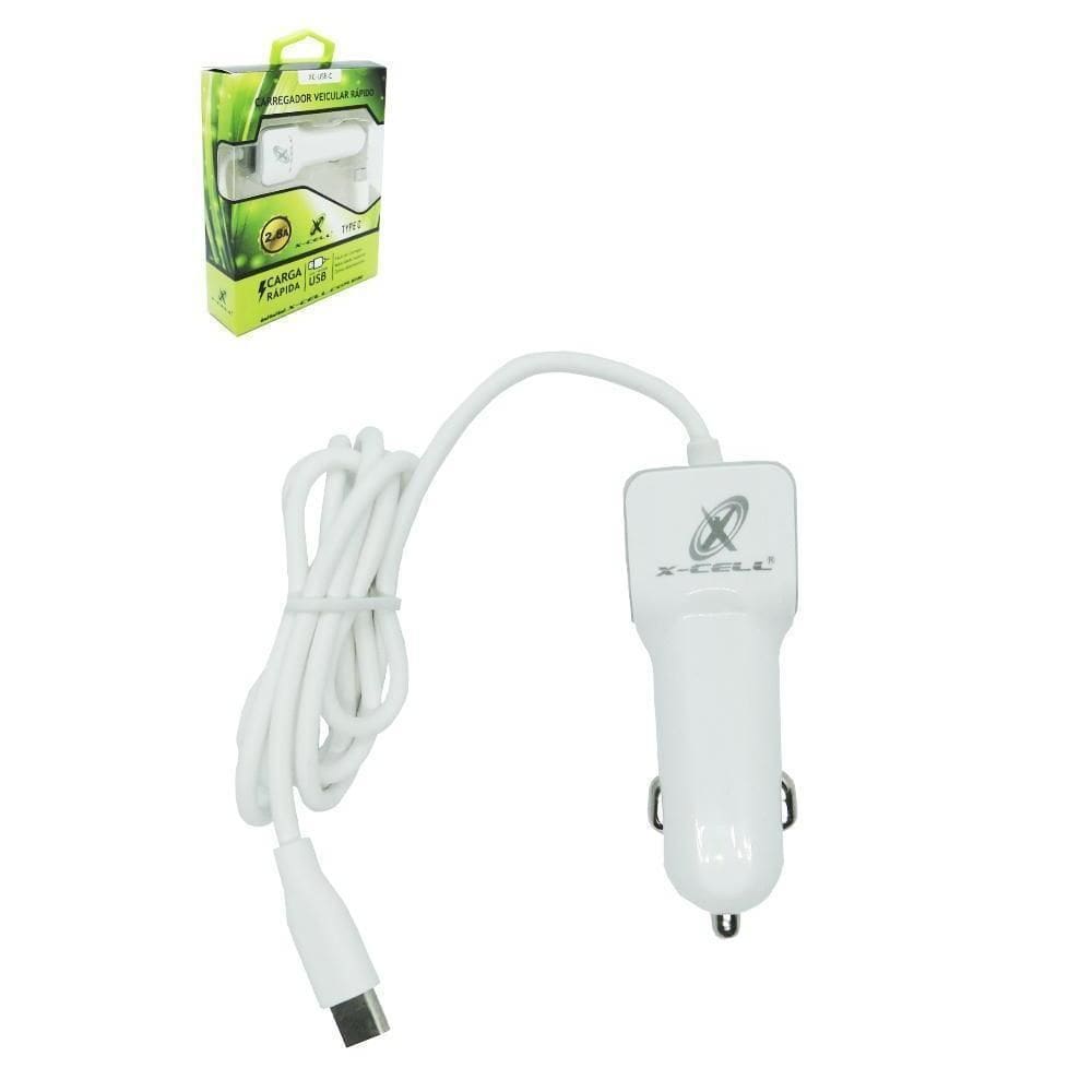 Carregador Veicular Rapido Saida Usb 2.8A Cabo Tipo C X-Cell