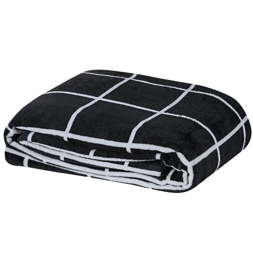 Cobertor Brooklyn Solteiro Mantinha Flannel Quadriculado