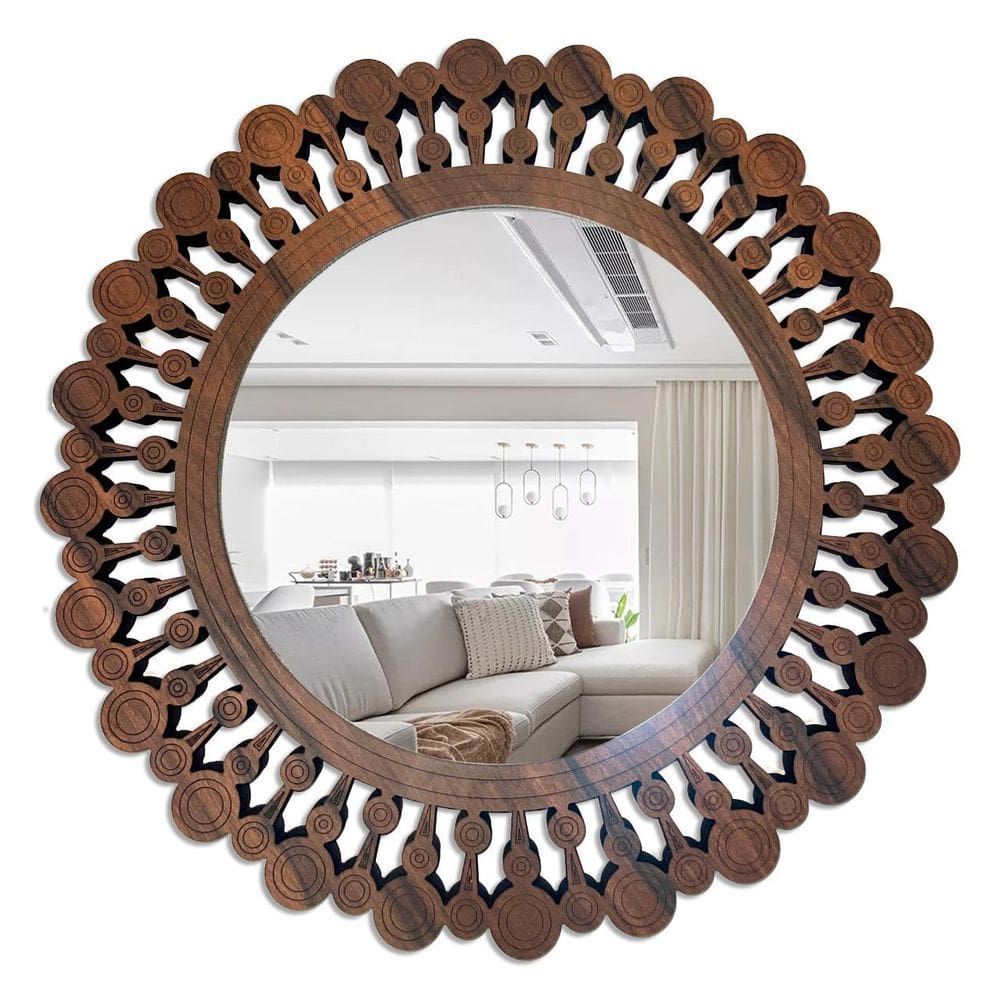 Espelho Decorativo Moldura Madeira Pegui Quebec 65 Cm