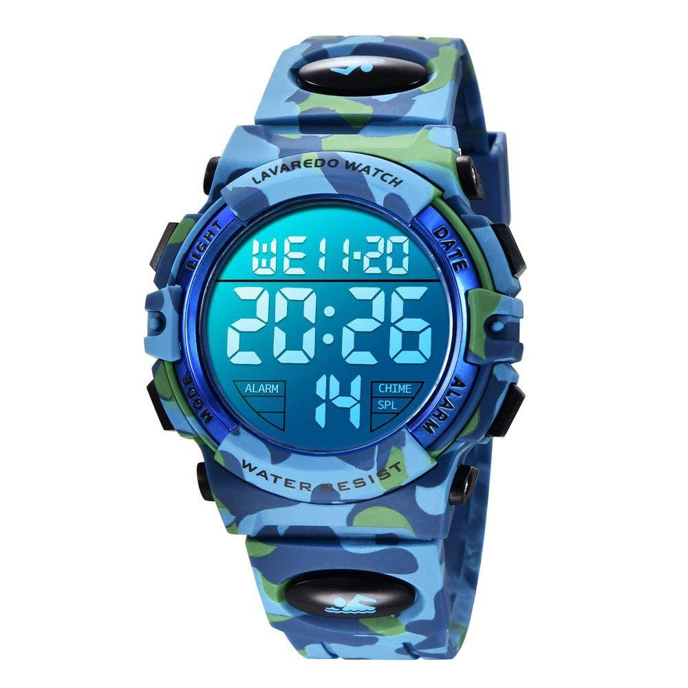 Relógio SENORS Kid`s Blue Camouflage LED 50m à prova d`água