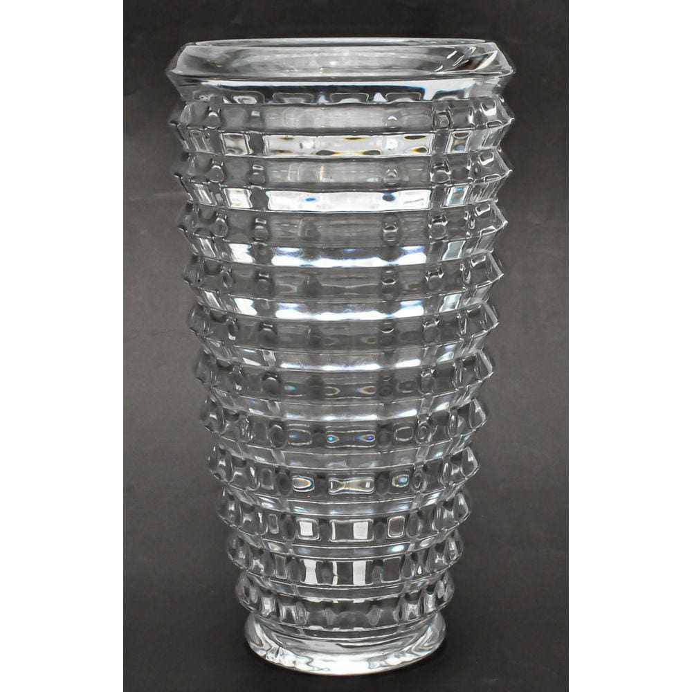 Vaso vidro cristal translucido lapidado 28cm. Corpo em escamas Pesado Ideal para Arranjo