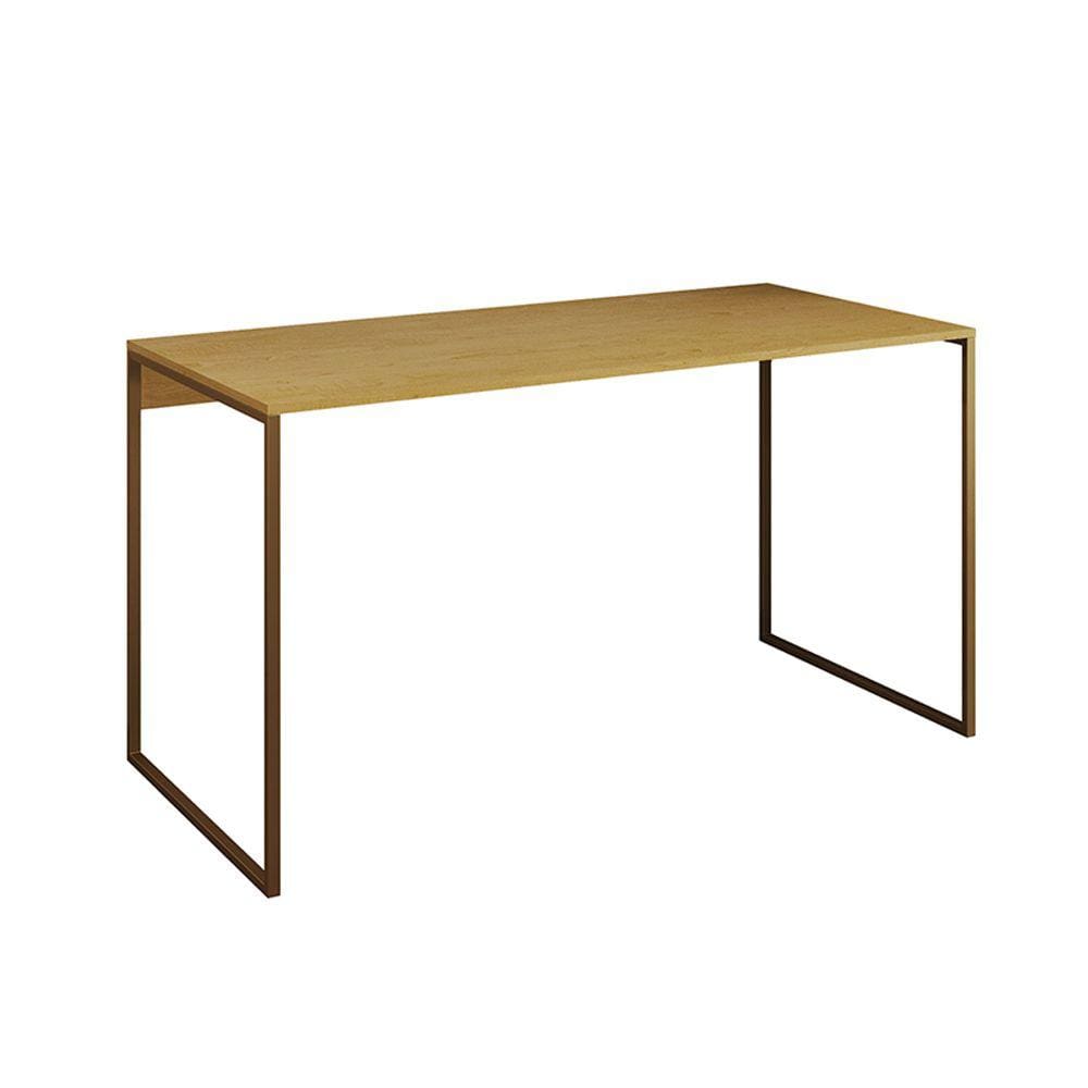 Mesa para Escritório Industrial Base Ferro Dourado Tampo Mdp Canela 120x60