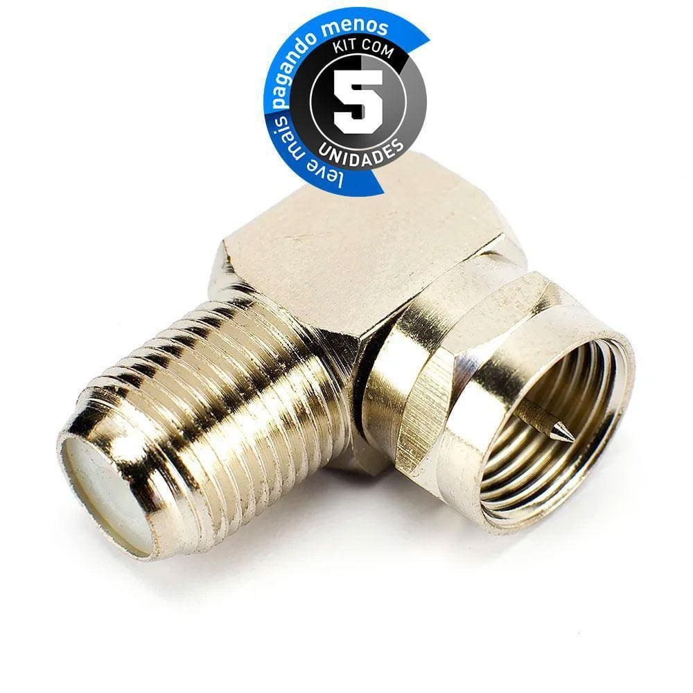 Conector Coaxial Para Femea Coaxial - 90 Graus - Kit Com 5