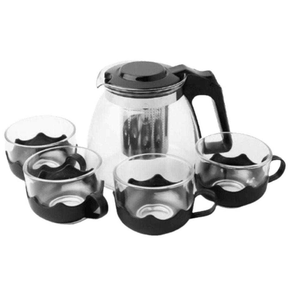 Chaleira Bule Infusor 1L E 4 Xícaras Em Vidro Café Cozinha