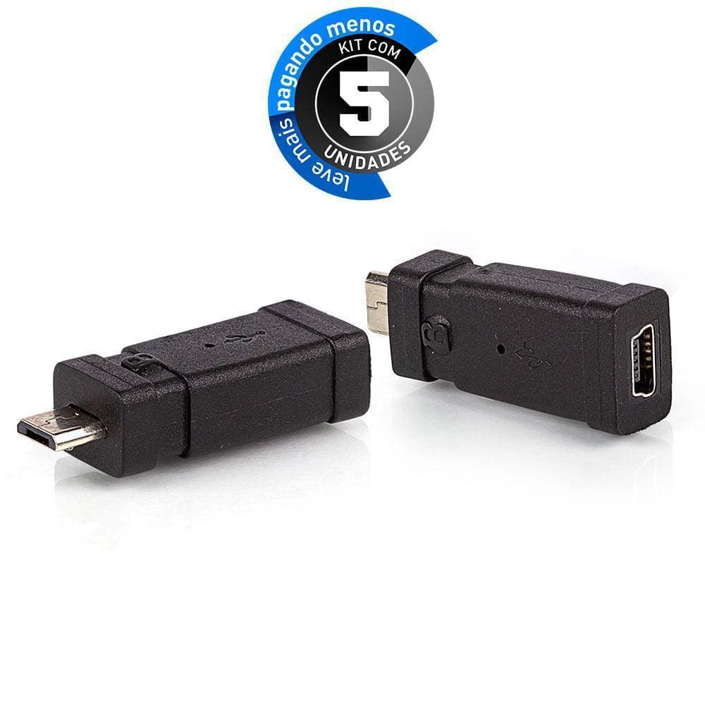 Adaptador Micro Usb Para Mini Usb - Fêmea Kit Com 5