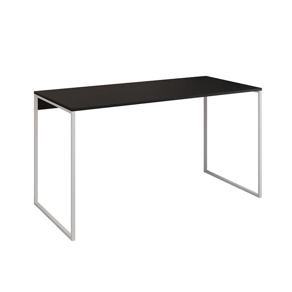 Mesa para Escritório Industrial Base Ferro Branco Tampo Mdp Preto 120x60