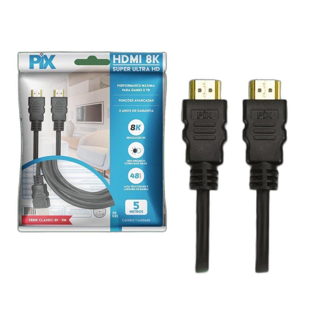 Cabo Hdmi 2.1 - 8K Hdr 19P 5M Ps5 Xbox Series Preto