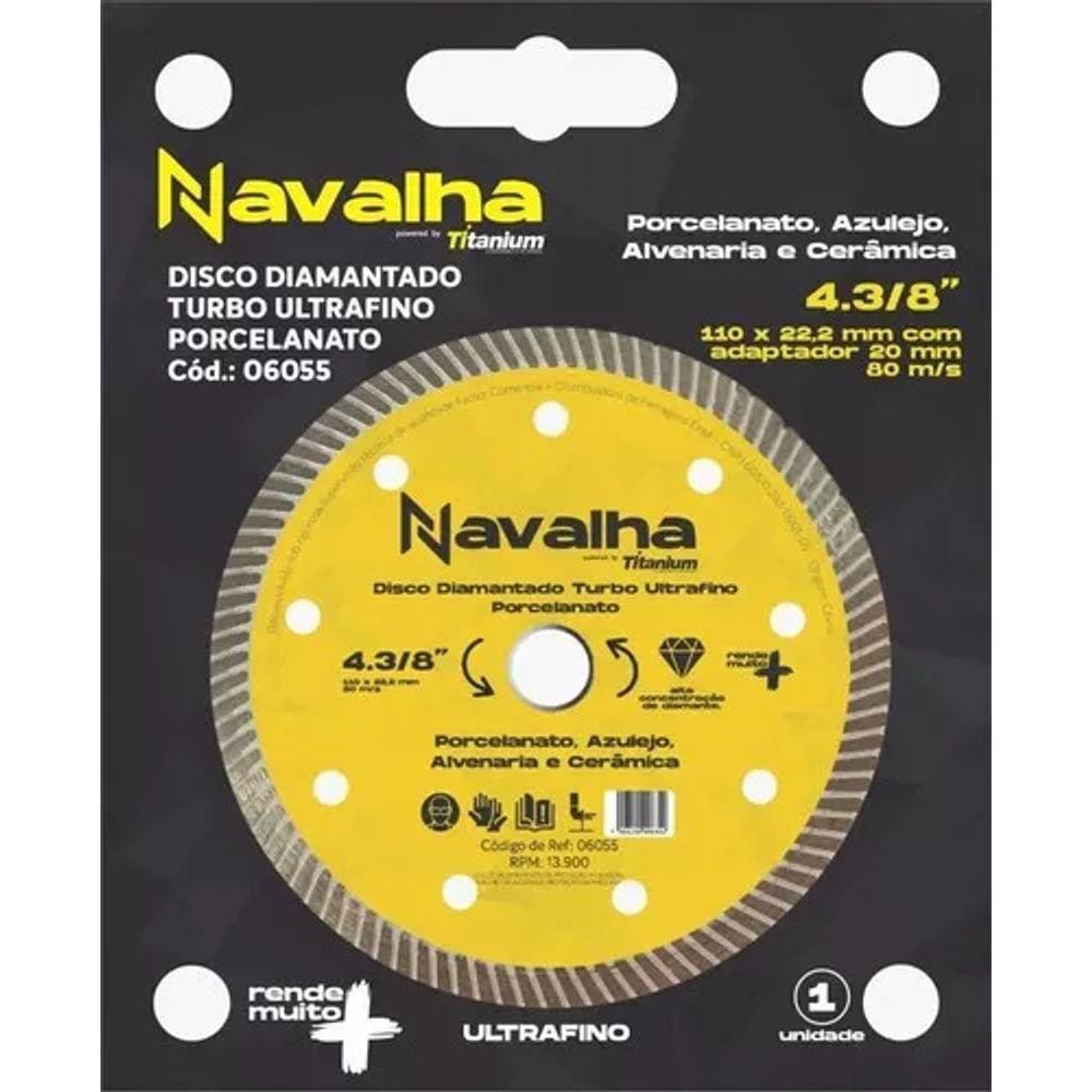 Disco Diamantado Navalha Liso Porcelanato 4.3/8 X 110Mm Titanium - 06055