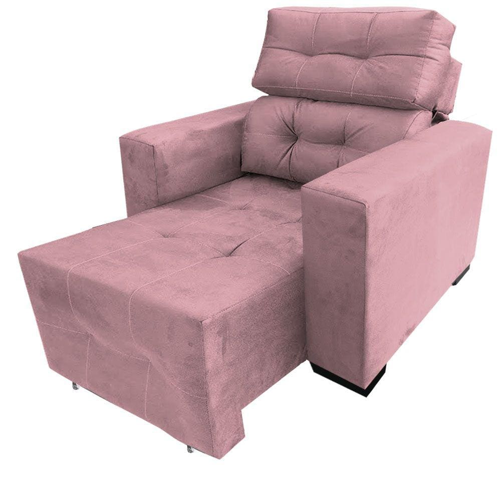 Cadeira Poltrona Reclinável Retrátil Isabelle Consultório Estética Facial Cílios Sobrancelha Rosa - BL Decor