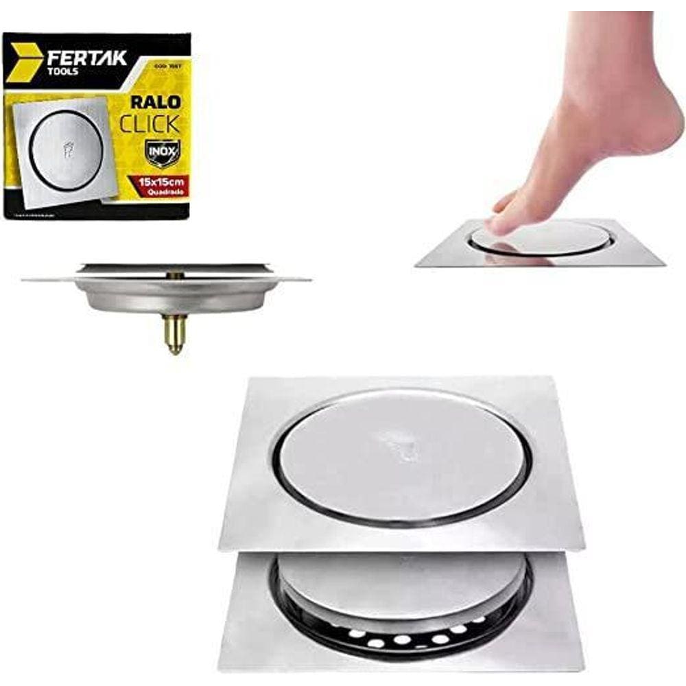 Ralo Click Fertak Inox Quadrado 15X15Cm - 7097