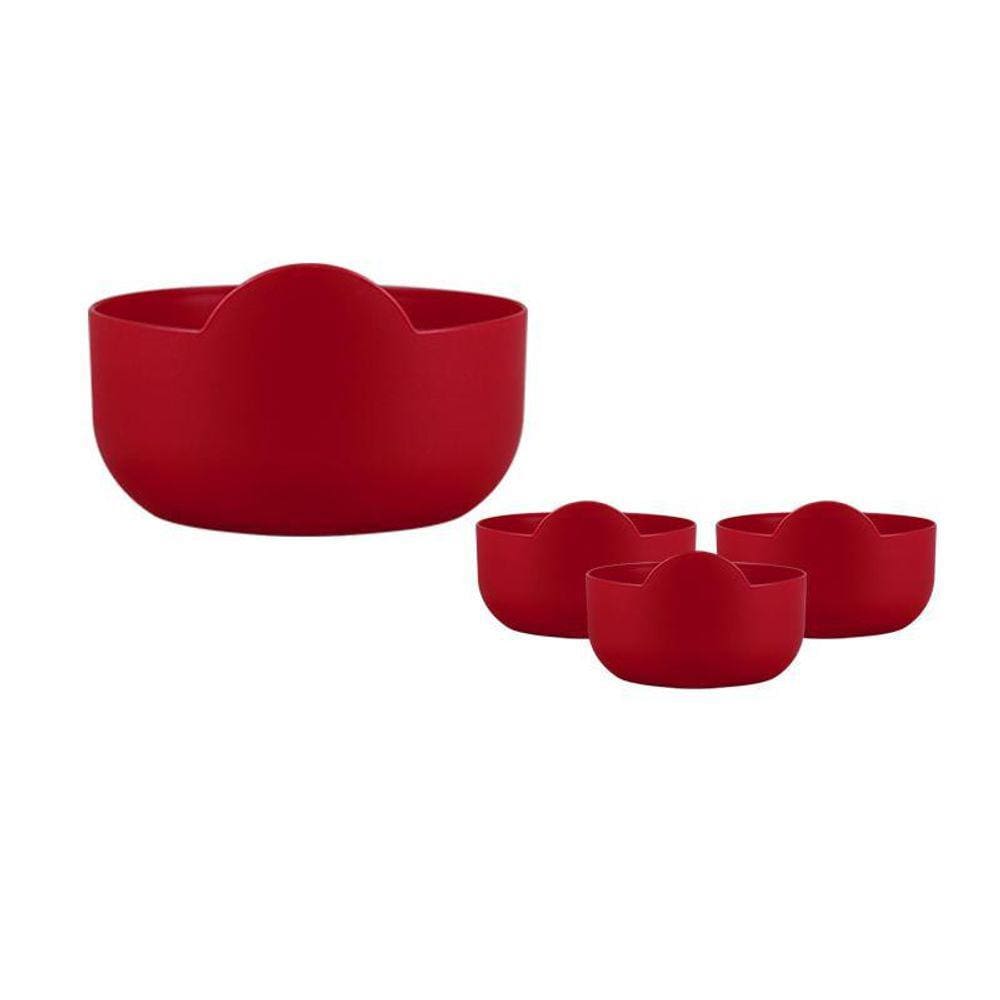 Kit 4 Super Bowl Vermelho 475Ml Plástico Premium