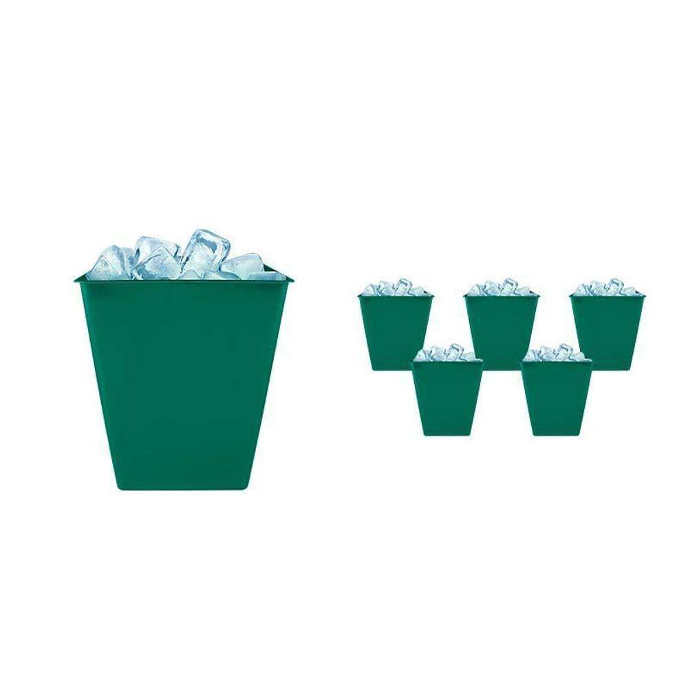 Kit 6 Balde Gelo Verde 2,6L Plástico Premium