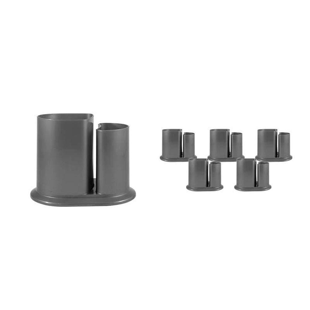 Kit 6 Porta Lápis Duo Prata Plástico