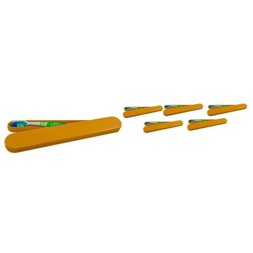 Kit 6 Porta Escova Dental Dourado Plástico