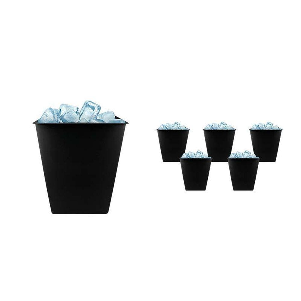 Kit 6 Balde Gelo Preto 2,6L Plástico Premium
