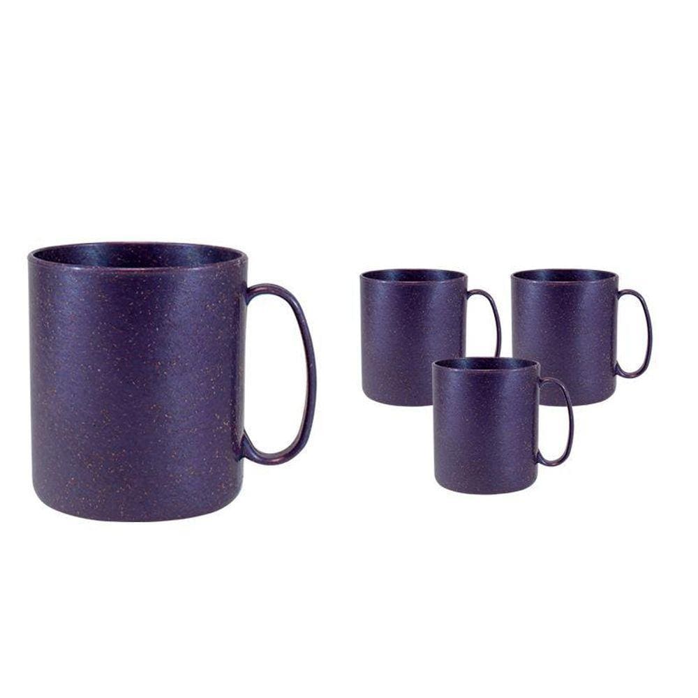 Kit 4 Canecas Redonda Fibra Madeira Lilás 400Ml