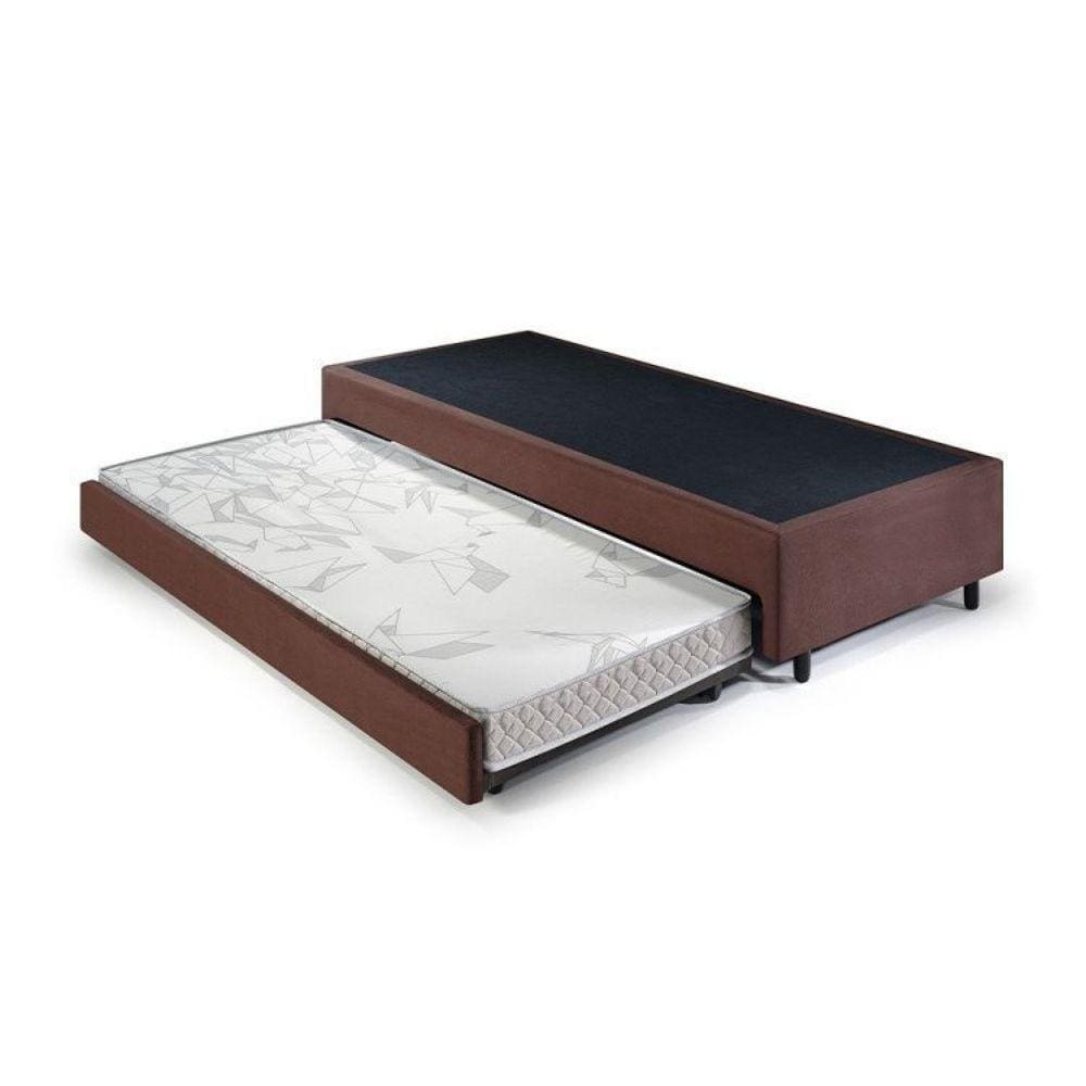 Bicama Solteiro King 96x203x28cm Suede e Colchão Auxiliar D23 78x188x12cm Ecoline Marrom