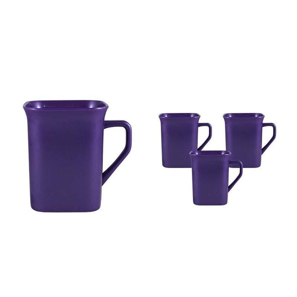 Kit 4 Canecas Quadrada Lilás 250Ml Plástico Premium