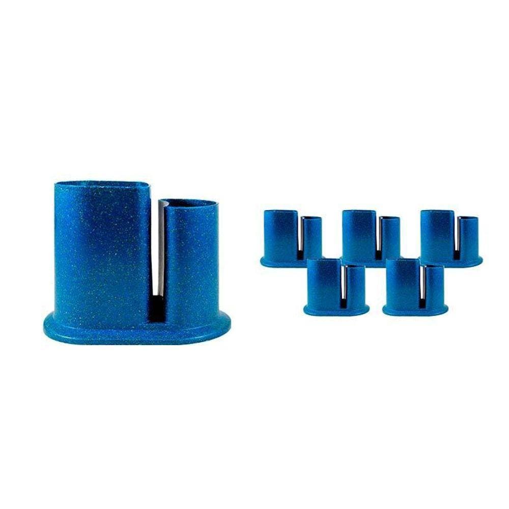 Kit 6 Porta Lápis Duo Fibra Madeira Azul