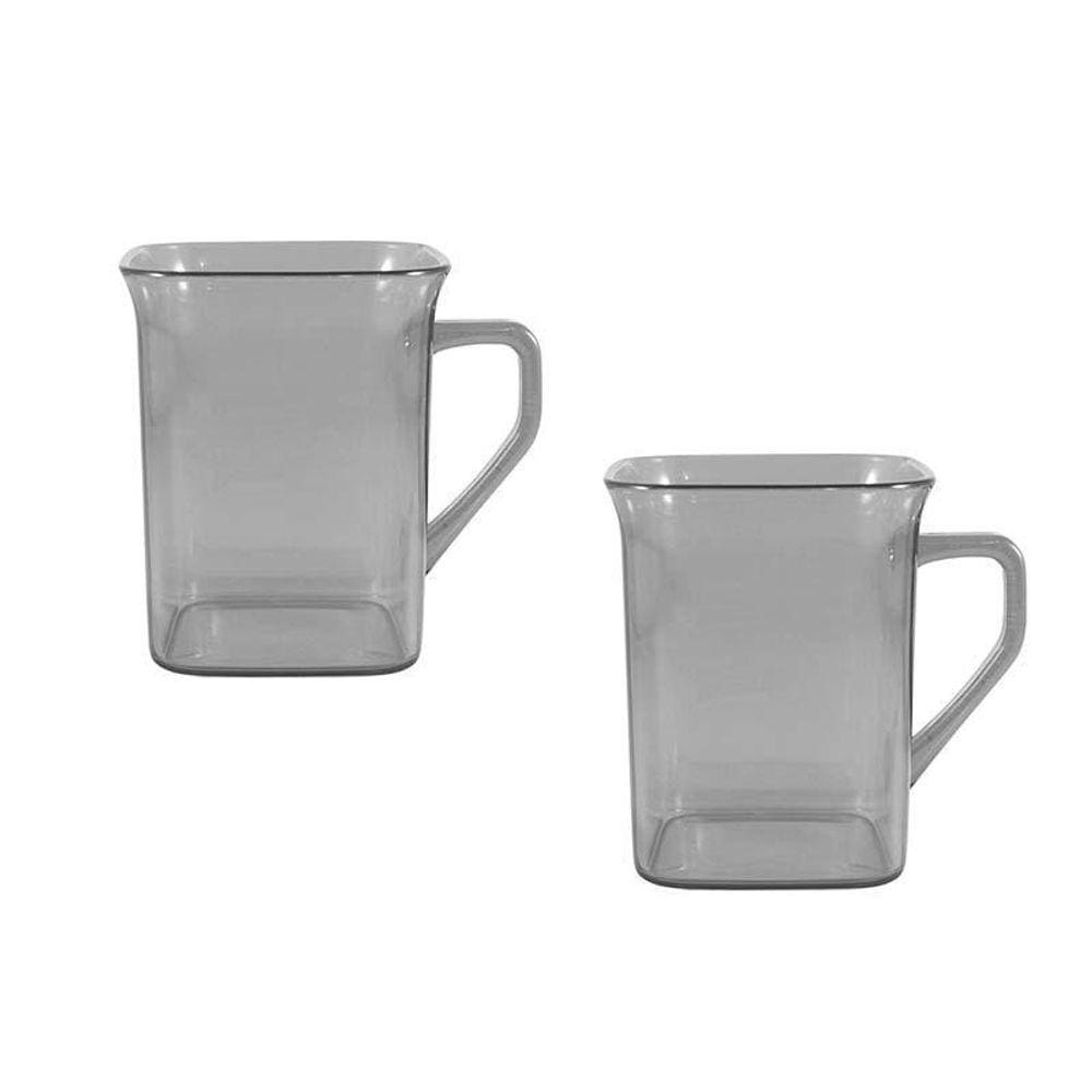 Kit 2 Canecas Quadrada Cristal 250Ml Plástico