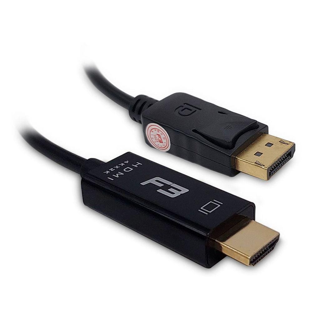 Cabo Adaptador Conversor Displayport Para Hdmi F3 Jc-cb-dmi18, 1.8 Metros, Preto
