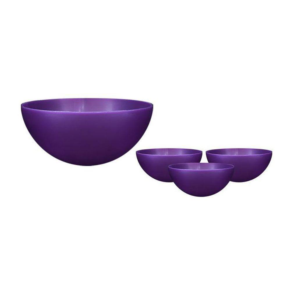 Kit 4 Mini Bowl Lilás 240Ml Plástico Premium