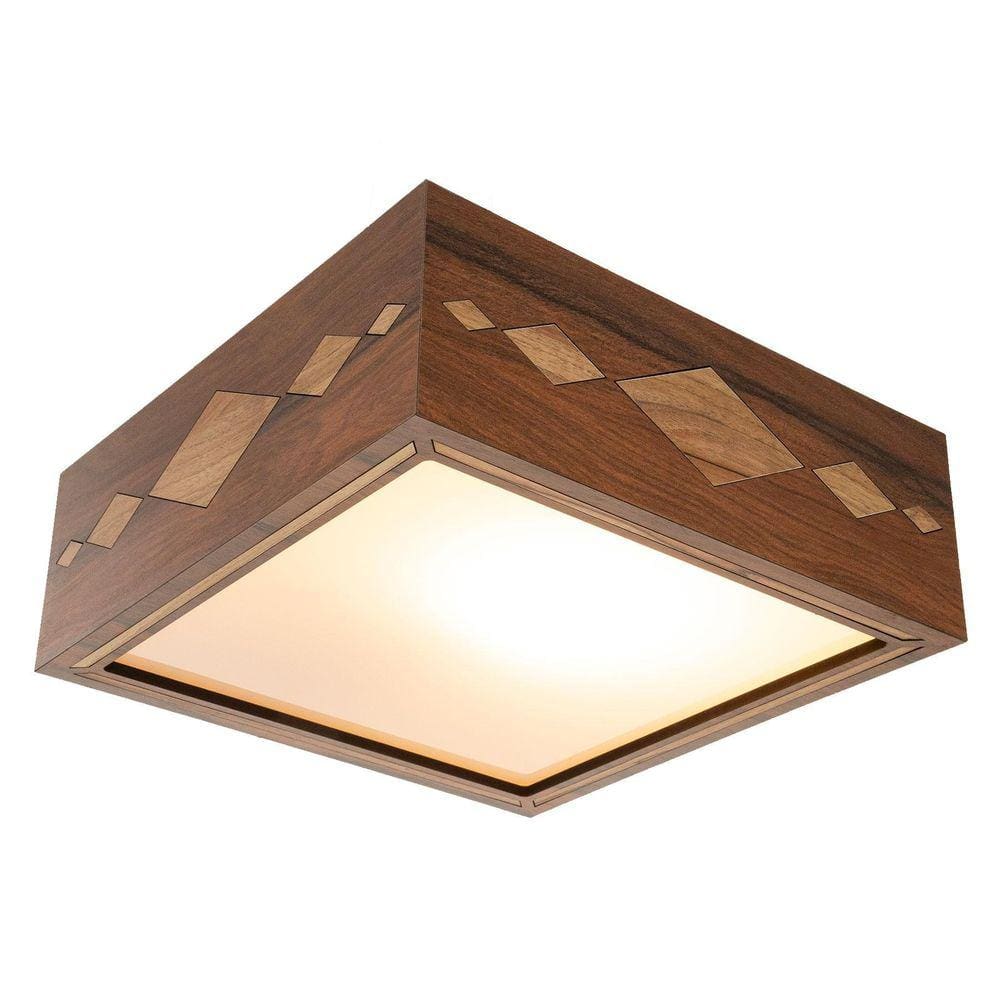 Lustre Decorativo Madeira Plafon Maresias Nog 30Cm