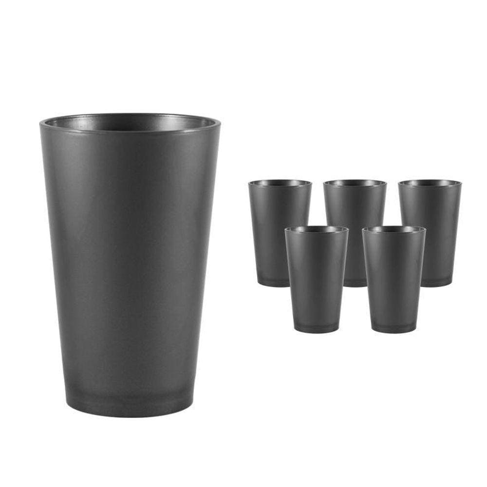 Kit 6 Copos Cancun Prata 320Ml Plástico Premium