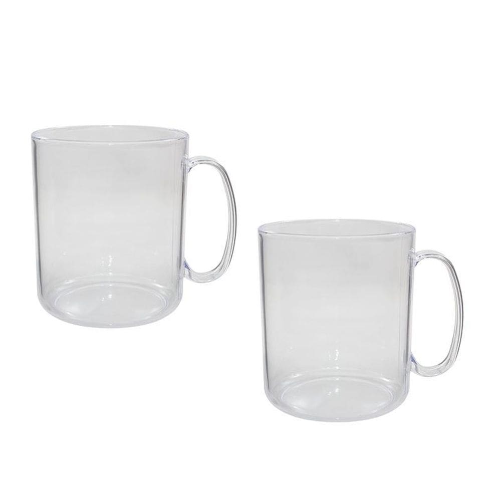 Kit 2 Canecas Redonda Cristal 400Ml Plástico