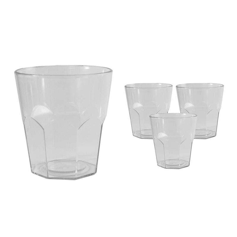 Kit 4 Copos Mini Roma Cristal 300Ml Plástico