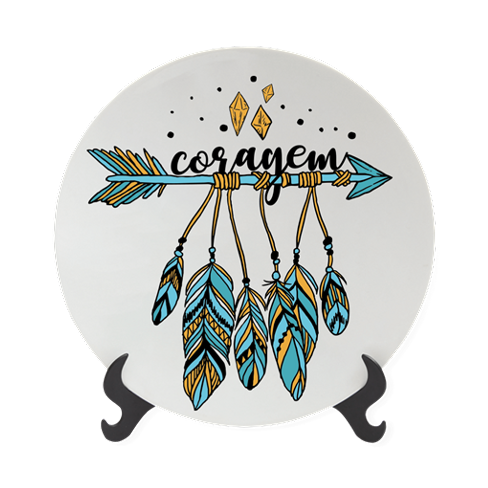 Prato Decorativo de Porcelana 11cm - Coragem