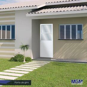 Porta de Alumínio 210x80cm com 2 Vidros Mini Boreal Linha Solida MGM Branco