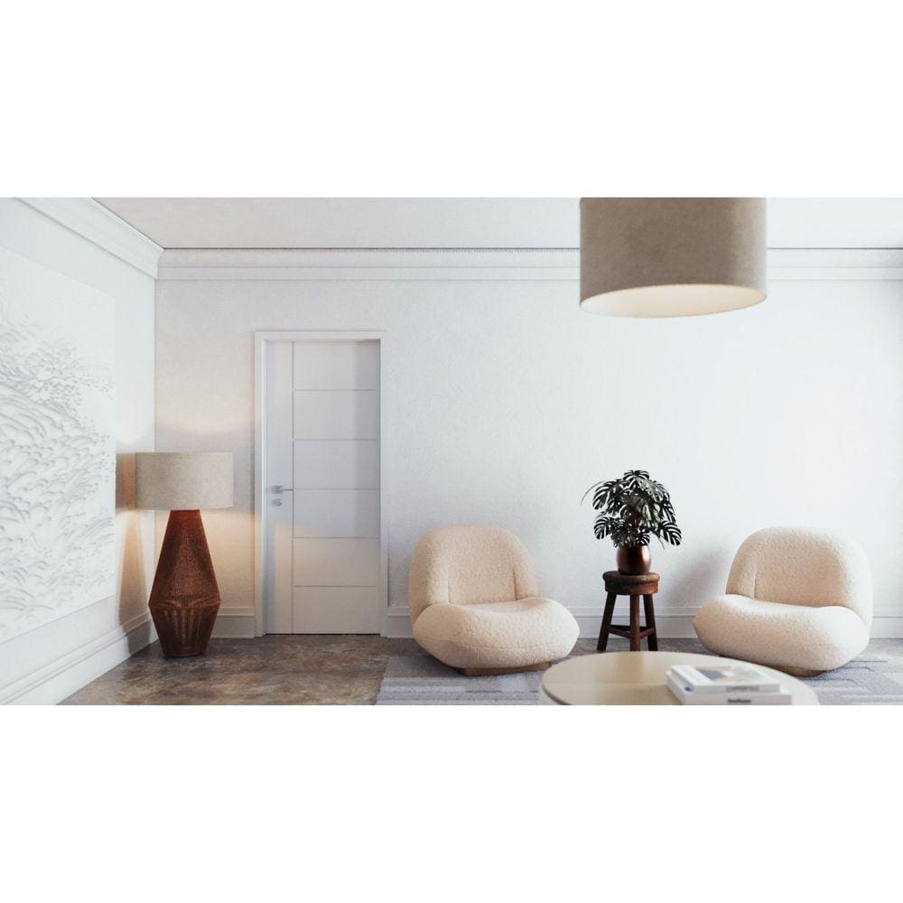 Porta de Madeira 210x92cm Mso Eucaplac Frisada Elegance Eucatex Branco Max