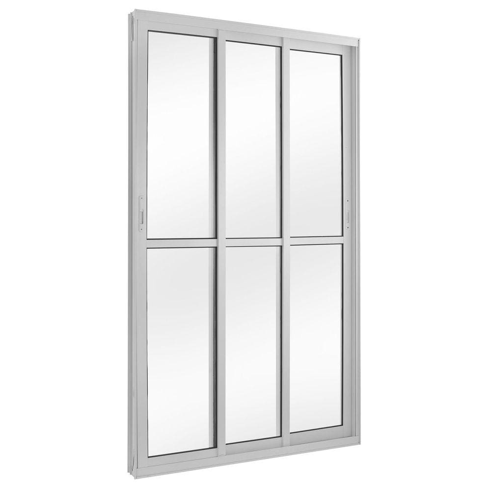 Porta Correr 3 Folhas Móveis Central Topsul 210x200cm Esquadrisul Branco