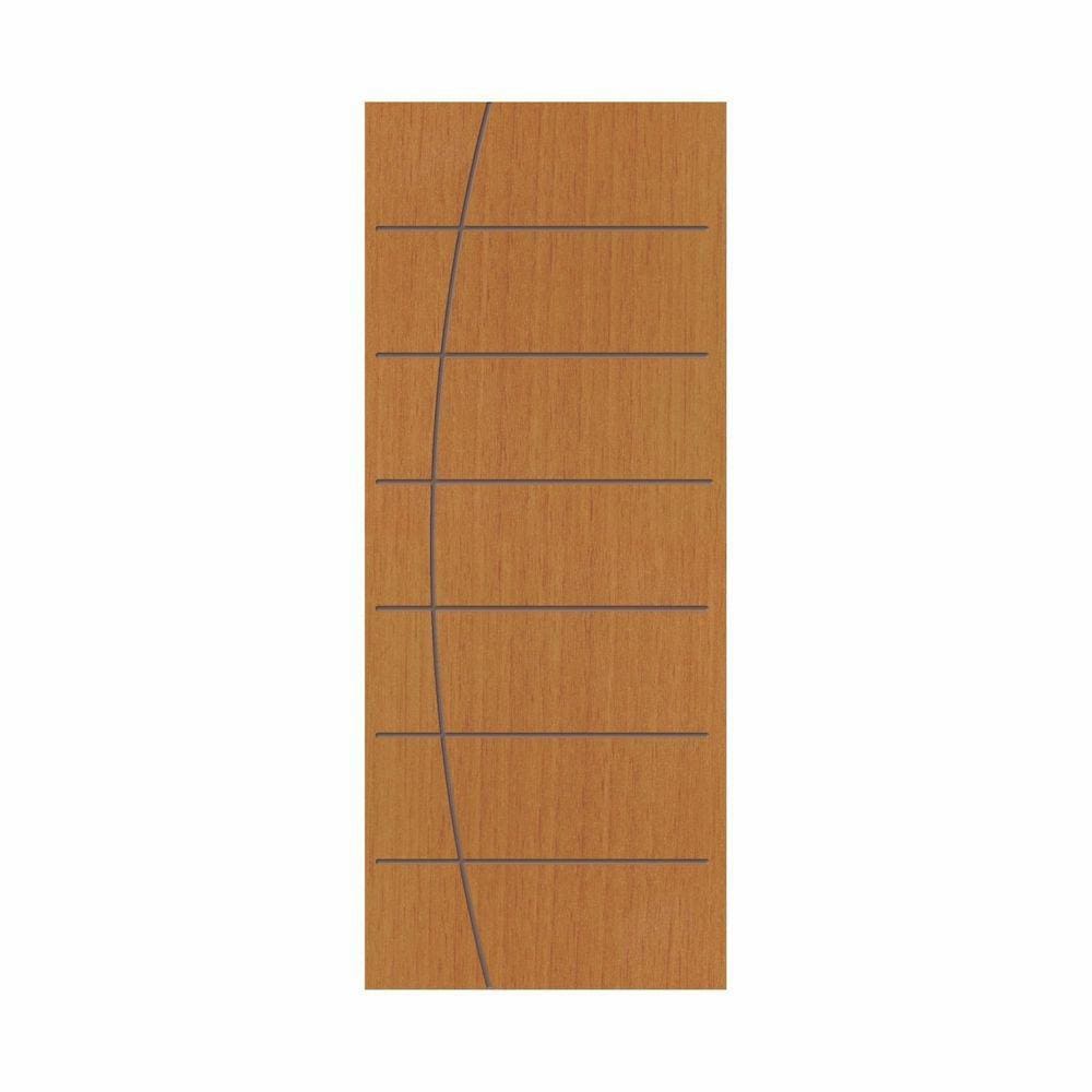 Porta de Madeira 210x90cm Espessura 3,5cm Mmc Eucaplac Frisada Tivoli Eucatex Nogal Mel