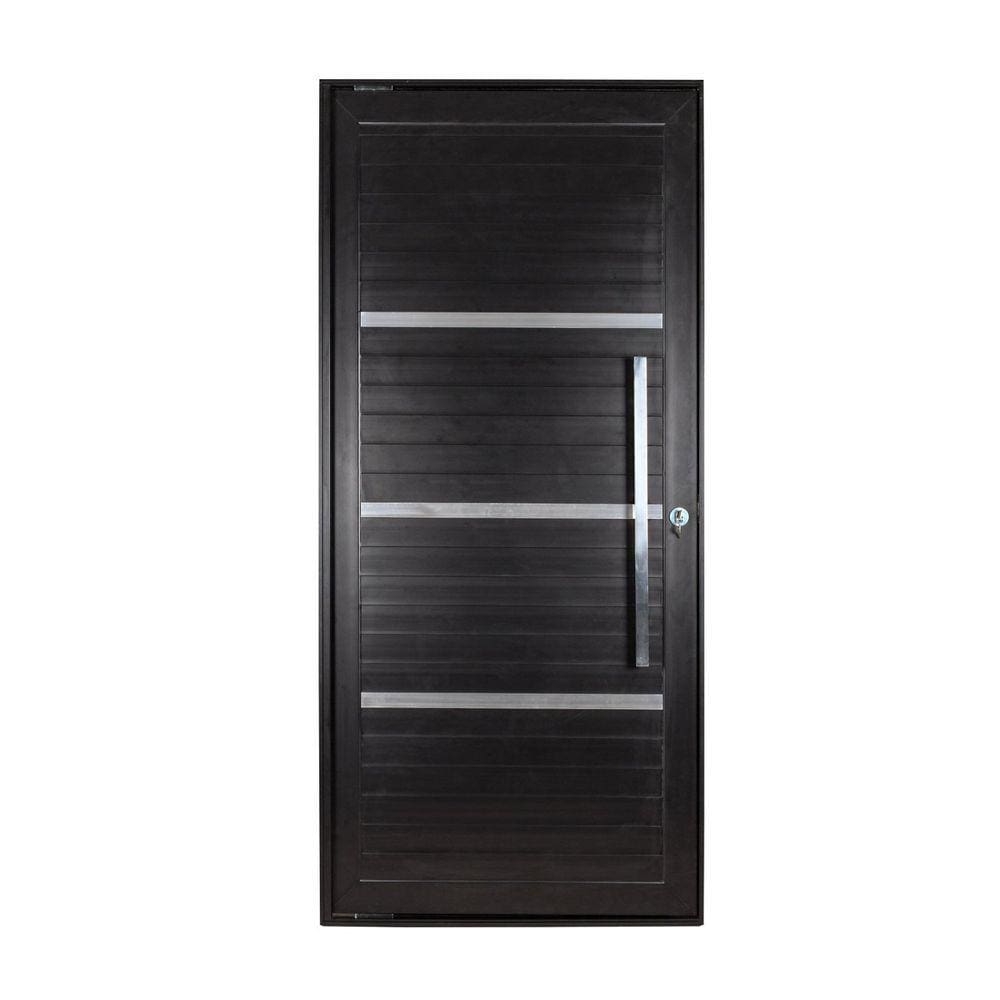 Porta Lambril Pivotante com Puxador e Friso DireitaTopsul 220x120cm Esquadrisul Preto