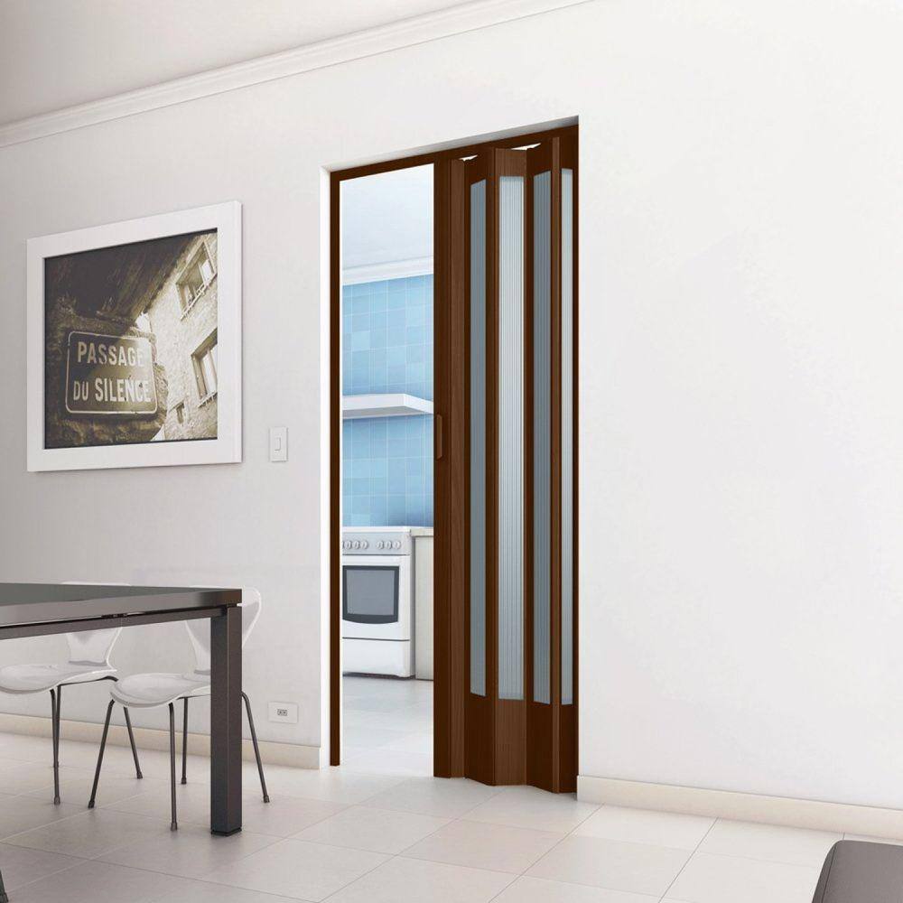 Porta Sanfonada de PVC 210x96cm Translúcida BCF Imbuia