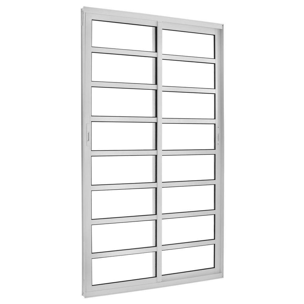 Porta Correr 2 Folhas Móveis Central com Travessa Topsul 210x150cm Esquadrisul Branco