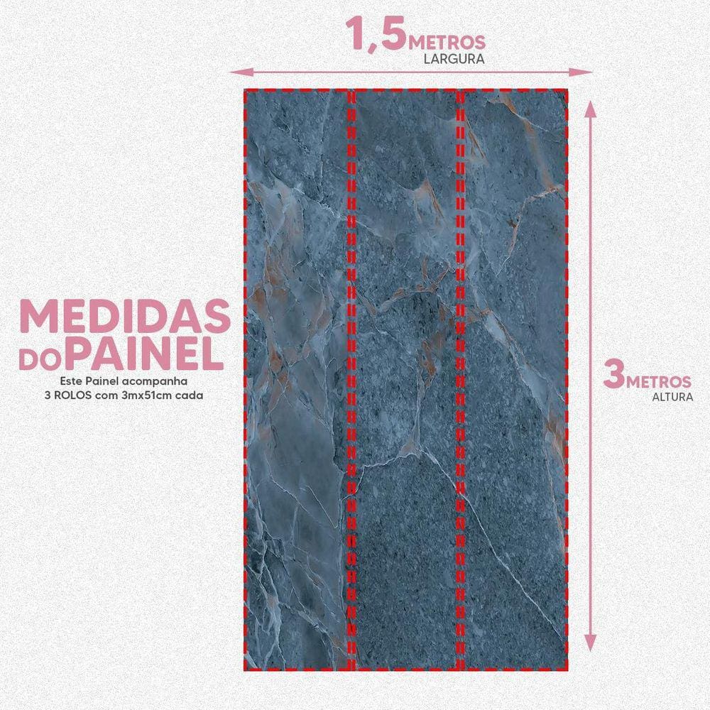 Papel De Parede Painel 3D Mármore Calacata Azul Lavável 1,5M