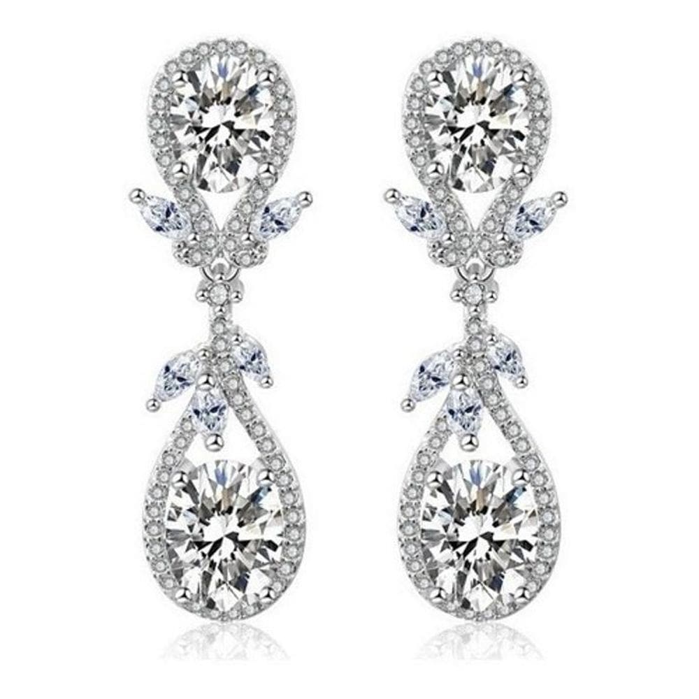 Brinco Noiva Zirconia Debutante Festa Madrinha - Prateado