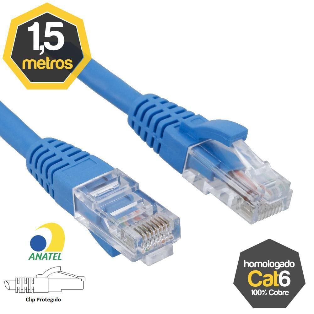 Patch Cord Cat6 Utp Lszh Azul 1,50 Metros