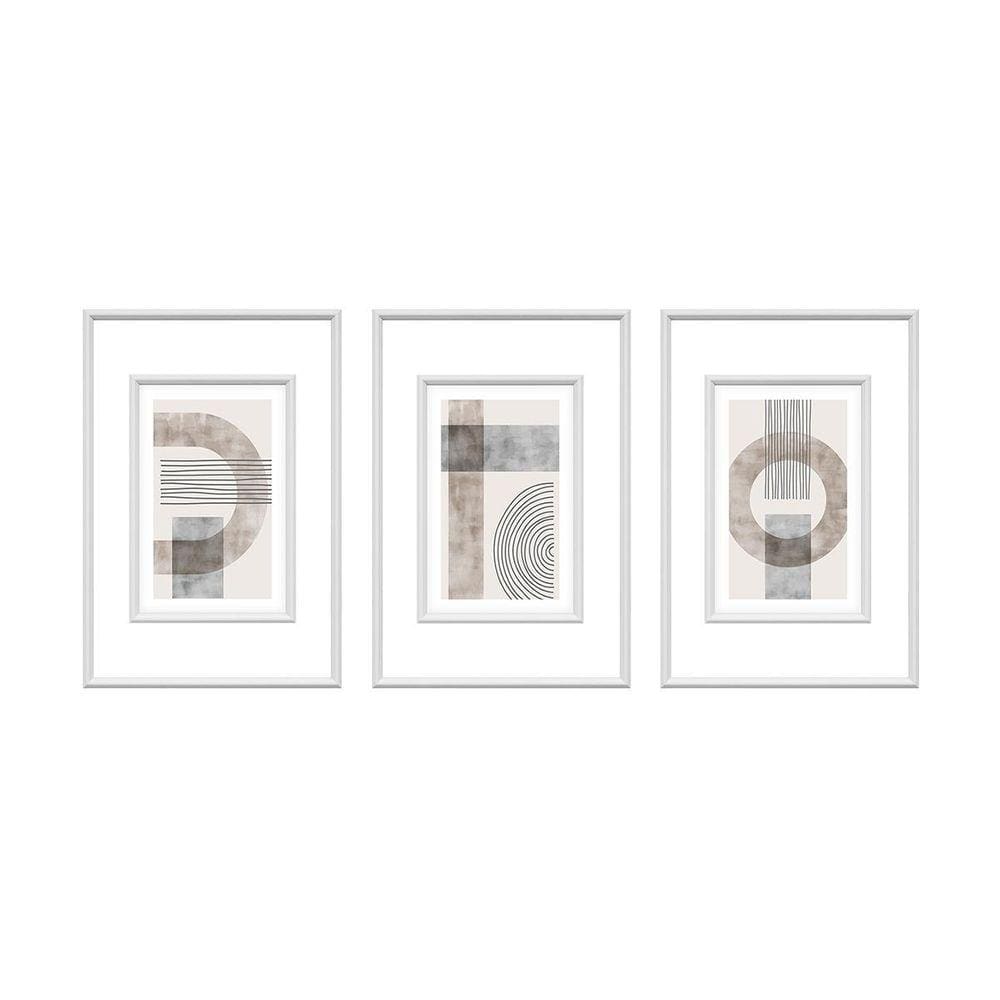 Kit 3 Quadros Decorativos Formas Orgânicas 40X60Cm + Moldura