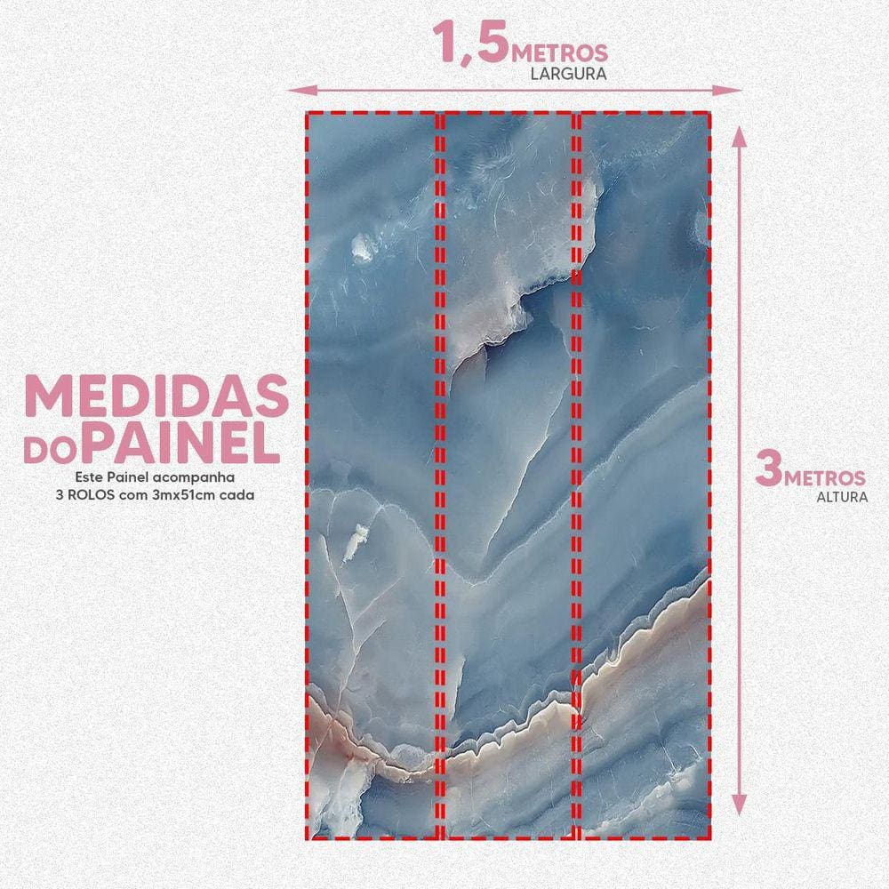 Papel De Parede Painel 3D Mármore Azul Escuro Viníl 1,5M