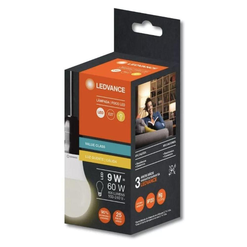 50 Lâmpadas LED Cla60 9W 3000K 806lm Biv E27 - Osram LEDvance