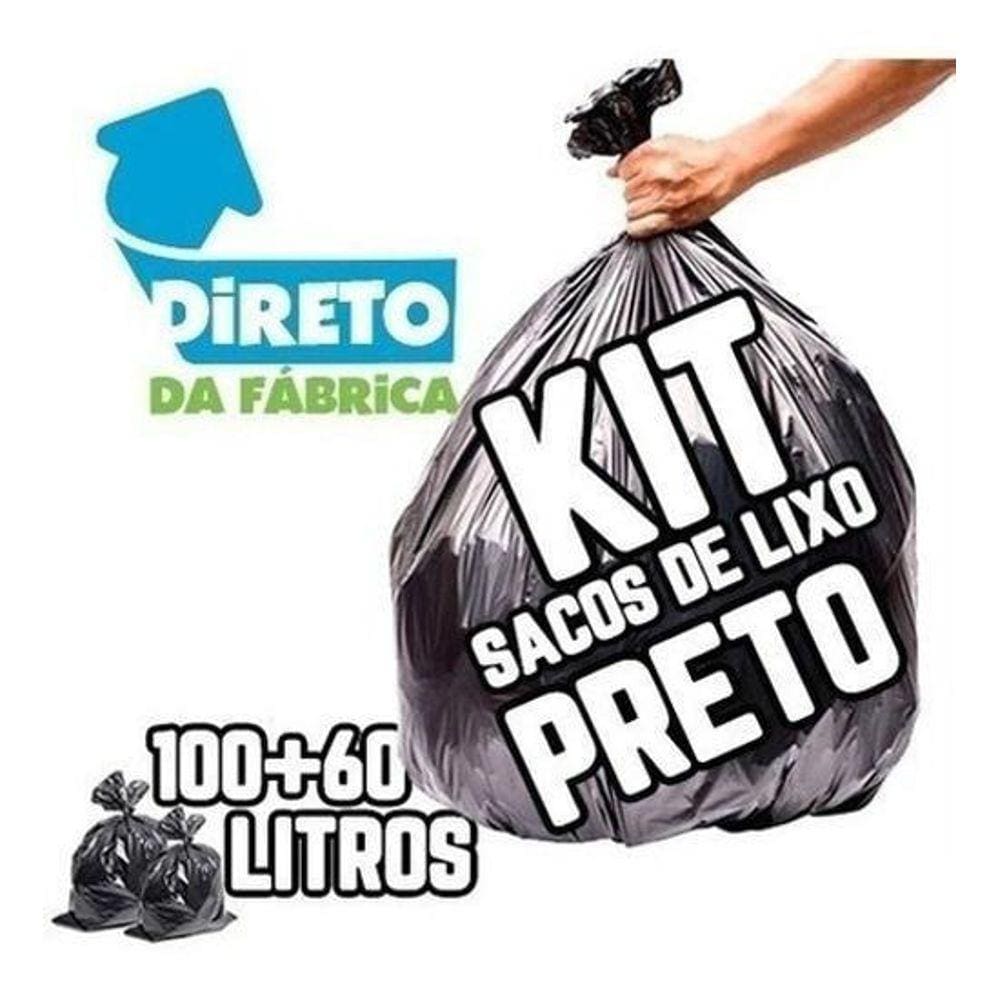 Kit Saco De Lixo 200Un 100L E 200Un 60L Preto Reforçado