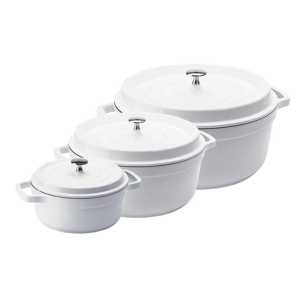 Kit Caçarola Hercules Ceramico Indução Branca 3L+ 4,3L+ 6,8L