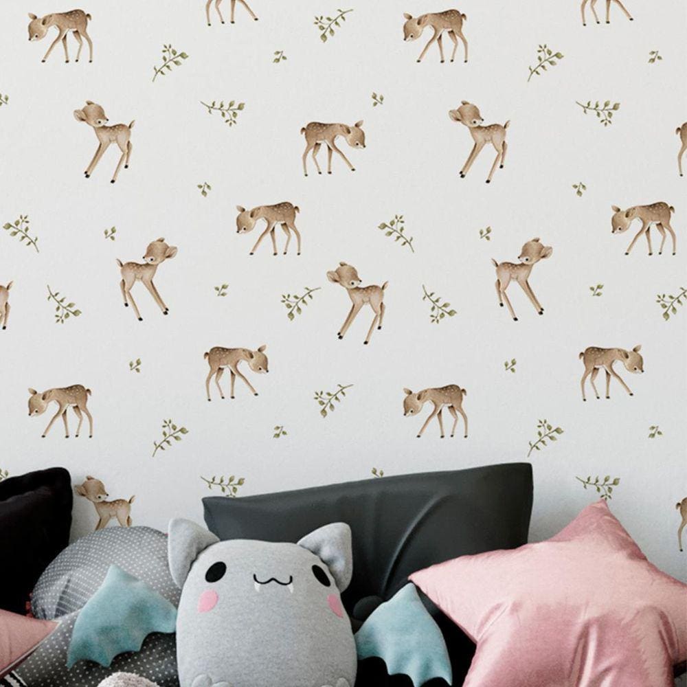 Papel De Parede Infantil Aquarela Branca Animal Bebê 3M