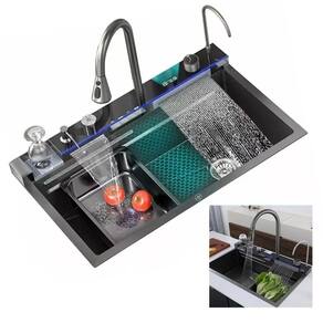 Cuba Gourmet Inox Pia Premium Cozinha Torneira Mangueira Cascata Dispenser Dosador