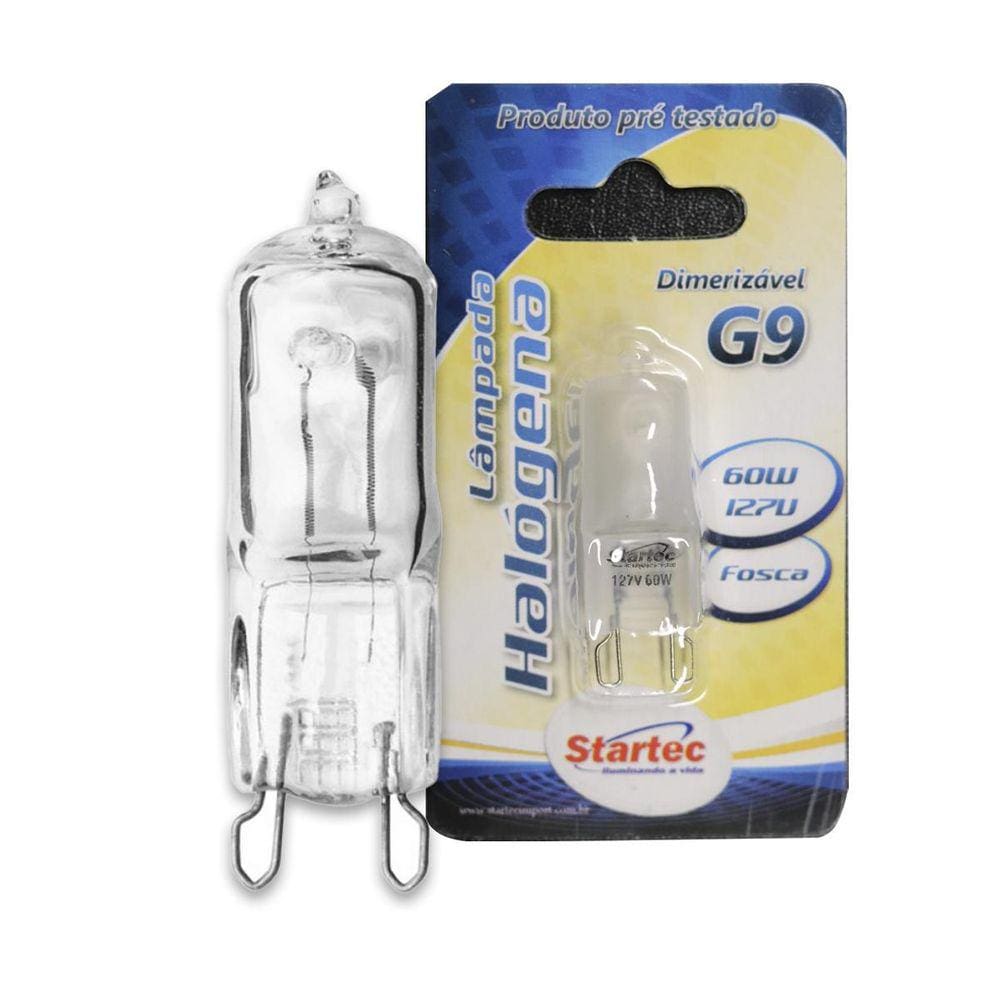 Lâmpada G9 Halógena 60W Bipino Transparente 2700K Luz Quente